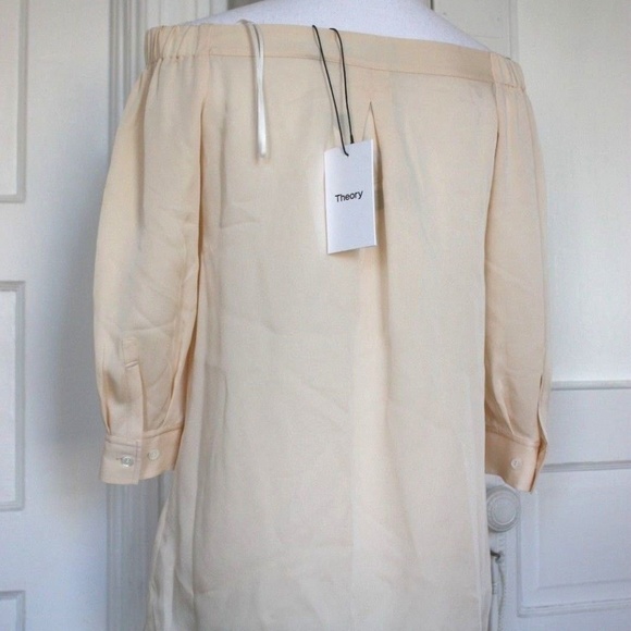 THEORY NEW Peach Cream Silk Joscla Poplin Top NEW - Picture 4 of 6